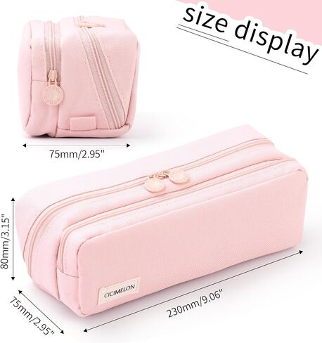 CICIMELON Large Capacity Pencil Case Pouch with Zipper Spacious Opening Pen Bag School Office Storage for Students Girls Boys Adults, Pink in Saudi Arabia