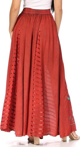 Sakkas Sarita Women's Casual Boho Maxi Floral Long Elastic Waist Skirt Slim in Saudi Arabia