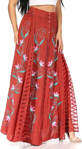Sakkas Sarita Women's Casual Boho Maxi Floral Long Elastic Waist Skirt Slim in Saudi Arabia