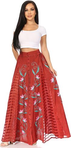 Sakkas Sarita Women's Casual Boho Maxi Floral Long Elastic Waist Skirt Slim in Saudi Arabia