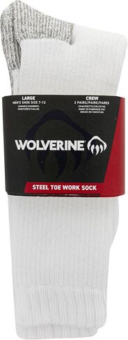 Wolverine Men's Steel Toe Cotton Work Boot Crew Socks-2 Pairs-Durable Cushioning in Saudi Arabia