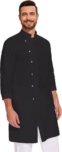 LVCBL Kaftan for Men Linen Kaftan Long Sleeve Muslim Robes Clothes Button Down Caftans in Kuwait