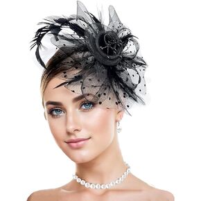Black Fascinators Hat for Women Tea Party Fashion Kentucky Derby Hats Set for 1920s Women Tea Party Accessories