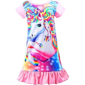Sylfairy Girls Nightgowns, Unicorn Nightgown Princess Pajama Dresses for Girls Sleepwear Nightie