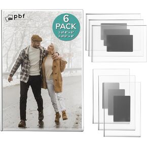 pbf 3-Pack 5x7 & 3-Pack 7x5 Magnetic Picture Frames for Refrigerator | Clear Magnetic Acrylic Frames | Magnetic Photo Holders for Fridge, Locker, Photo Board, Art Display, Sign Holder
