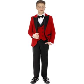 Boys Suit Slim Fit 3 Piece, Peak Lapel Boys Formal Tuxedo Suit Set, Adjustable Waist Suits for Boys