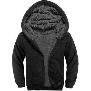 V VALANCH Boys Hoodie Zip Up Fleece Lined Jacket Warm Sherpa Hooded Sweatshirts for Boys Girls 6-15 Years