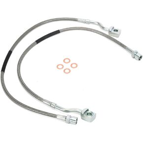 Stainless Braided Front Brake Lines Kit 89370 Compatible with Chevy Silverado GMC Sierra 2007-2019 1500/2011-2019 2500/3500HD