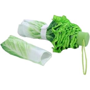 Creative Cabbage Umbrella,Three Folding Sunny and Rainy Umbrellas,Funny Vegetable Rain Umbrella, Gifts for Girls and Ladies