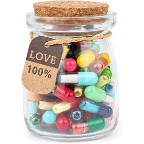 Capsule Letters Message in a Bottle Glass，Capsule Message Pills/Love Letter/Cute Gifts Ideas for Boyfriend/Girlfriend. (Transparent 120PCS)