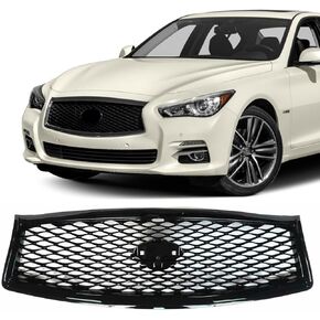 YLT AUTO Front Bumper Cover Upper Grille Replacement Shroud Front Air Inlet with Chrome Trim Fit 2014-2017 for Infiniti Q50…