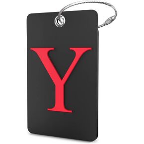 Luggage Tag Initial – Fully Bendable Tag w/Stainless Steel Loop (Orange) (Letter H)