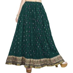 Chandrakala Flowy Long Skirt for Women A Line Casual Beach Party Holiday Maxi Skirts (S115-P)
