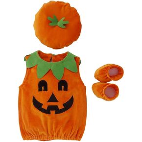 Kuriozud Toddler Baby Girl Boy Halloween Pumpkin Costume Sleeveless Tee Top with Hat Outfits