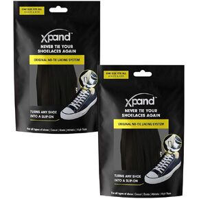 Xpand No Tie Shoelaces System with Elastic Laces - One Size Fits All Adult and Kids Shoes (Pack of 2)