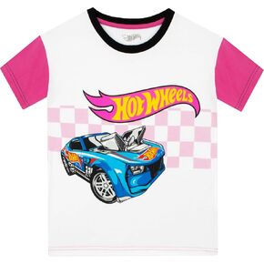 Hot Wheels Shirt for Girls | Race Car Girls Tshirt | Summer T-Shirt for Girls | White 14
