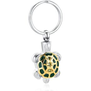 Yinplsmemory Cremation Jewelry Turtle Urn Keychain for Ashes Stainless Steel Urn Locket for Ashes Keepsake Memorial Jewelry