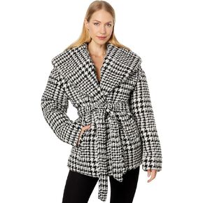 [BLANKNYC] Womens Luxury Clothing Houndstooth Puffer Wrap Coat, Comfortable & Stylish Jacket