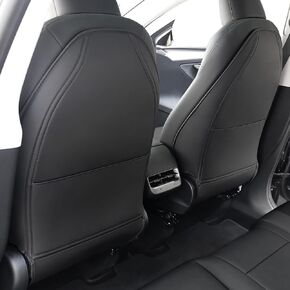 2024 Upgrade Seat Back Protector for Tesla Model Y/3/X/S Accessories Leather Material Car Kick Mats Organizer Pocket Waterproof Scratch Protection Set of 2 (Black)