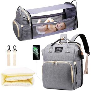 Diaper Bag Backpack with Changing Station, Nappy Baby Bags with Portable Changing Pad, 900D Waterproof Multi-Function Travel Portable Mommy Bag, Black