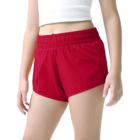 Aurefin Girls Lightweight Athletic Shorts, Quick Dry Running Shorts with Zip Pocket, Workout Sports Short for Teen Kids
