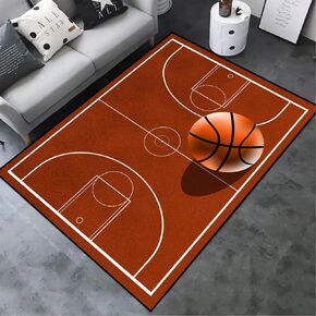 Basketball Fire Home Decor Printed Large Area Rugs for Teen Boys Kids Playroom Bedroom, Non-Skid Rubber Back Indoor Floor Carpet Yoga Mat, Durable Hairless Crystal Velvet Living Room Sofa Floor Mat