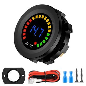 Linkstyle Battery Meter, Waterproof DC 12V Voltmeter Waterproof LED Digital Display Voltage Gauges Round Car Voltmeters Meter Voltage Tester Gauge Meter for Marine Car Motorcycle Truck Boat RV