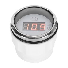 Voltage Gauge, 316 Stainless Steel 52mm/2in Battery Voltage Gauge LED Digital Display IP67 Waterproof Smart Alarm Marine Voltage Meter Universal for Boat Auto Accessory (Black)
