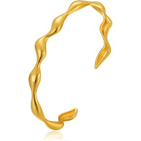 Minimalist Gold Plated Bangle Bracelet for Women Stackable Open Bracelet Dainty Wrist Cuff Bracelets for Women as Jewelry Gift