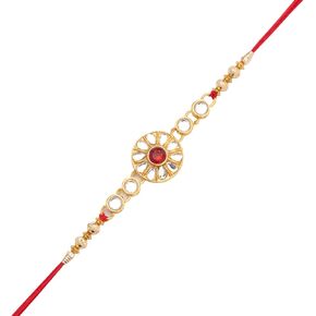 Raksha Bhandan Handmade Rakhi Bracelet With Stone Work Kundan Design Rakhi For Brother Bhaiya Celebration Hindu Festival of Rakshabandhan Set of 1