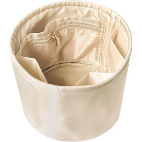 NOTAG Purse Organizer Insert Round Bucket Bag Organizer Nylon Bag Organizer for Handbag Small Tote Organizer Insert (Beige)