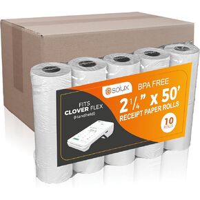 Thermal Paper Roll for Clover Flex Credit Card Machine - Clover Flex Receipt Paper Roll - Clover Flex Paper - Thermal Paper 2 1/4 x 50 (PACK 10 ROLLS) in Kuwait