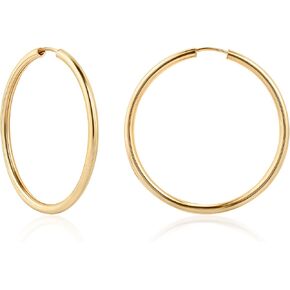 Barzel 18K Gold Plated Endless Hoop Earrings, 3mm Thick, Varying Sizes 40-70mm, High Polish Finish, Tarnish Free