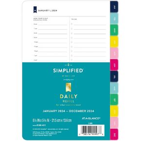 AT-A-GLANCE 2025 Planner Refill, Simplified by Emily Ley, Daily, 5-1/2" x 8-1/2", Desk Size, One Page Per Day Refill (EL100-4311-25)