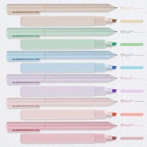 ITAWIXS 12Pcs Aesthetic Highlighters and Gel Pens, 6Pcs Morandi Color Rotating Pens, 6Pcs Morandi Highlighters, Cute Pens Set for Journaling School Office Supplies