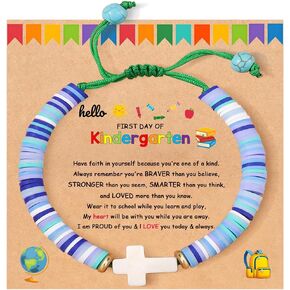 First Day of School Gift Kindergarten Prek Bracelet Mommy and Me Bracelets Back to School Gifts Adjustable Cross Bracelets for Kids Girls Boys Jewelry Gift