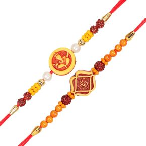 Rudraksha & Chandan Combo Rakhies for Brother Small Bro Rakshabandhan Thread/Raksha Bandhan Rakhi - P005