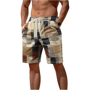 WDIRARA Men's Graphic Print Drawstring Elastic Waist Loose Fit Shorts with Pockets