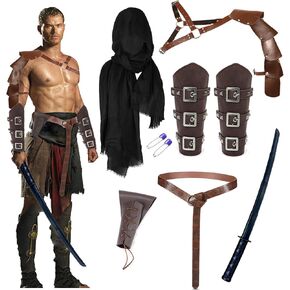 Medieval Renaissance Accessories Knight Leather Viking Belt Half Shoulder Armor Scarf Buckle Bracers Retro Sword Frog