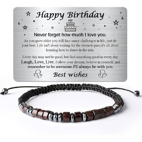 To My Son Bracelet from Mom - Gifts for Sons Birthday Gifts for Men with Engraved Wallet Card,Son Bracelet Gifts for Him