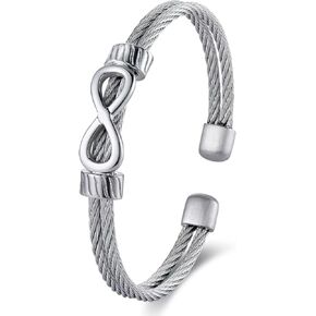 Simple Friendship Infinity Love Number 8/Love Knot Cuff Black Bracelet for Men Women lovers friends. Adjustable Friendship Love Cuff Bangle