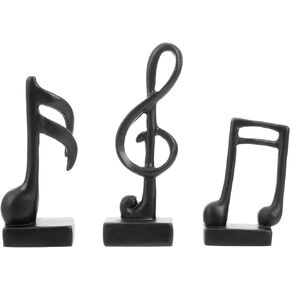 Cabilock 3pcs Musical Note Shape Ornaments Resin Crafts Music Note Figurines Black Decor Desk top Decor Piano Room Decoration Tabletop Ornament Music Crafts Decoration Resin Centerpiece