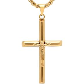 Steeltime 18K Gold Plated Stainless Steel Crucifix Cross Pendant