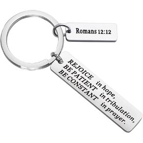 FUSTMW Christian Keychain Religious Gifts Bible Verse Jewelry Rejoice in Hope Prayer Gifts