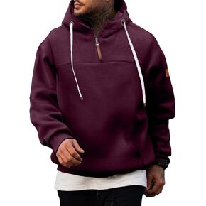JMIERR Men's Fashion Hoodies Pullover Casual Sweatshirt Drawstring Cotton Quarter Zip Hoodie with Pocket