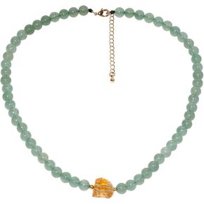 Jewever Crystals Beaded/Raw Citrine Beaded Necklace Spiritual Healing Crystals Necklaces for Women Reiki Balance November Birthstone Jewelry Choker Gifts (16+2")