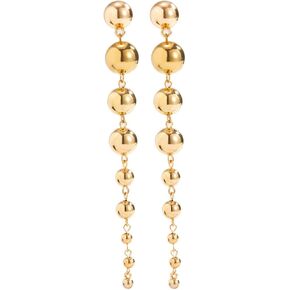 Gold Silver Ball Dangle Drop Earrings for Women Lady,Long Round Ball Chain Statement Tassel Dangle Earrings Party Prom Jewelry Gifts