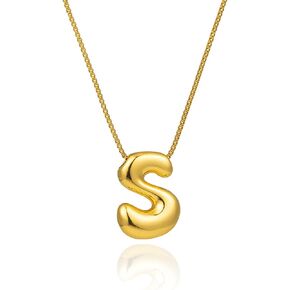 Bubble Letter Necklace 18K Gold Plated Balloon A-Z Initial Necklace for Women, Trendy Letter Pendant Choker Necklace Dainty Jewelry Gift