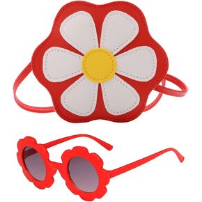 SOTOGO 2 Pieces Little Girls Crossbody Bag Princess Purse Set Toddler Purse Cute Kids Handbag Fashion Sunglass for Girls