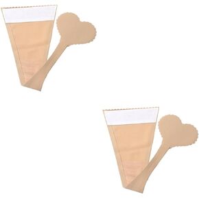 2Pcs Invisible Lace Nude, One Piece C-line Pants Fun Underwear Thong, Self Adhesive No Panty Line Heart Shaped Strapless C-String Thong, Skin Color, Size M